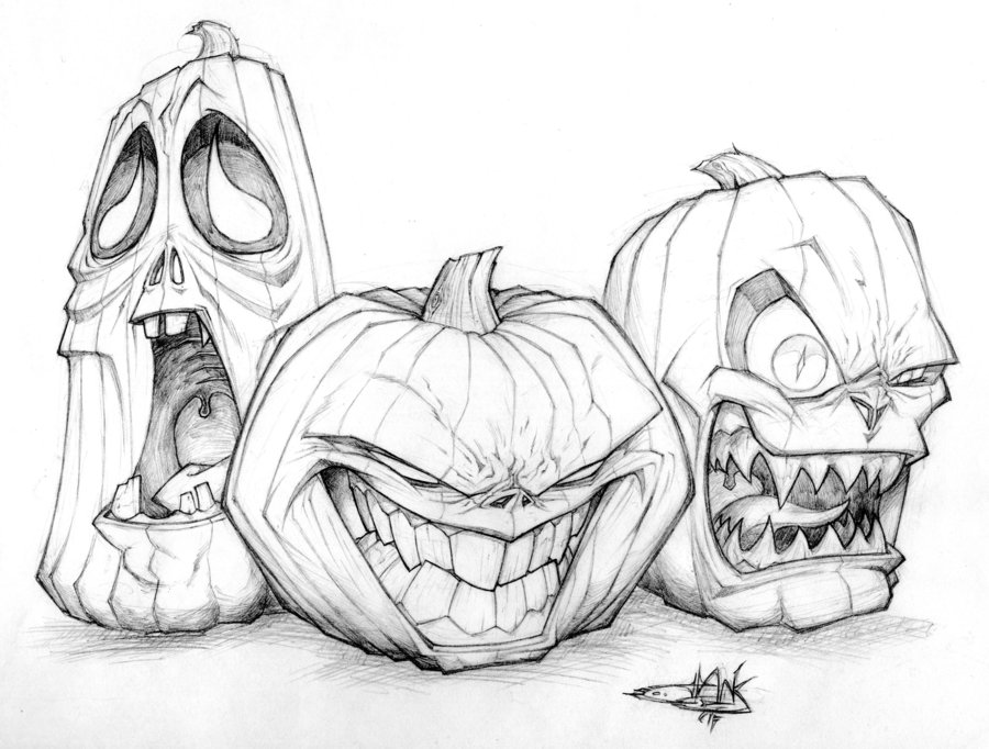 900x682 Jack O' Lantern Trio By The Ht Wacom Man
