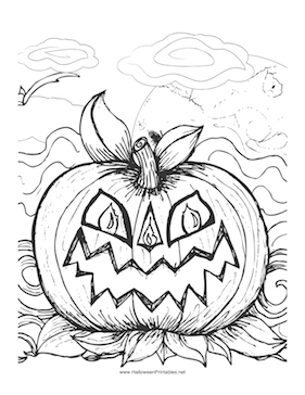 281x364 Scary Halloween Mask Coloring Pages Worried Pumpkin Face