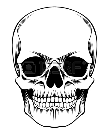 357x450 Creepy Tattoo Skull With A Knife Royalty Free Cliparts, Vectors