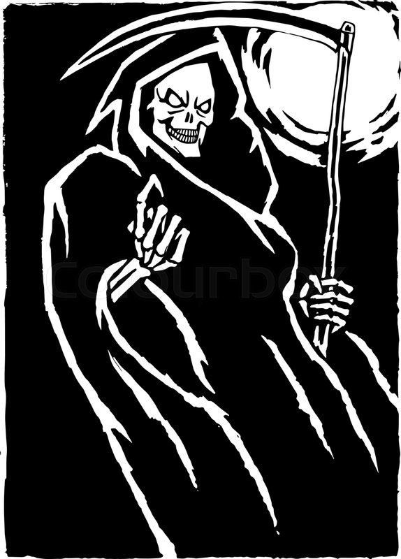574x800 The Grim Reaper.black And White Colors. Scary Horror Character