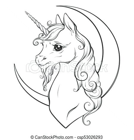 450x470 Crescent Moon Coloring Page Unicorn And Crescent Moon Coloring