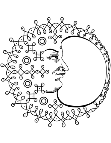 371x480 Crescent Moon With Face Coloring Page Free Printable Coloring Pages