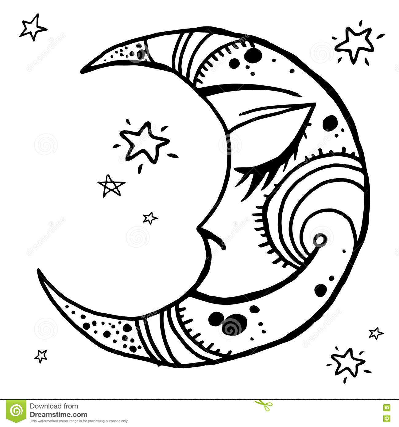 1300x1390 Drawn Moon Hand Drawn