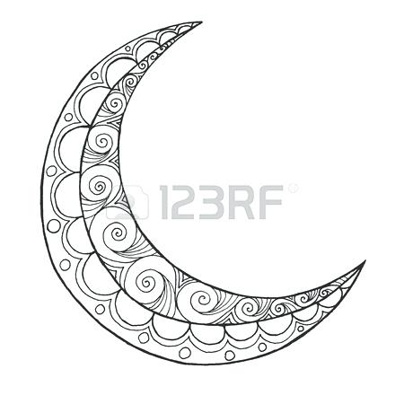 450x450 Crescent Moon Coloring Page Half Moon Greeting Design Coloring