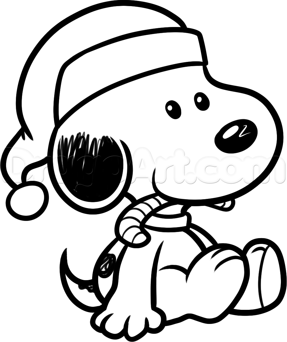 938x1116 How To Draw Christmas Snoopy Step 8 Charlie Brown And Friends