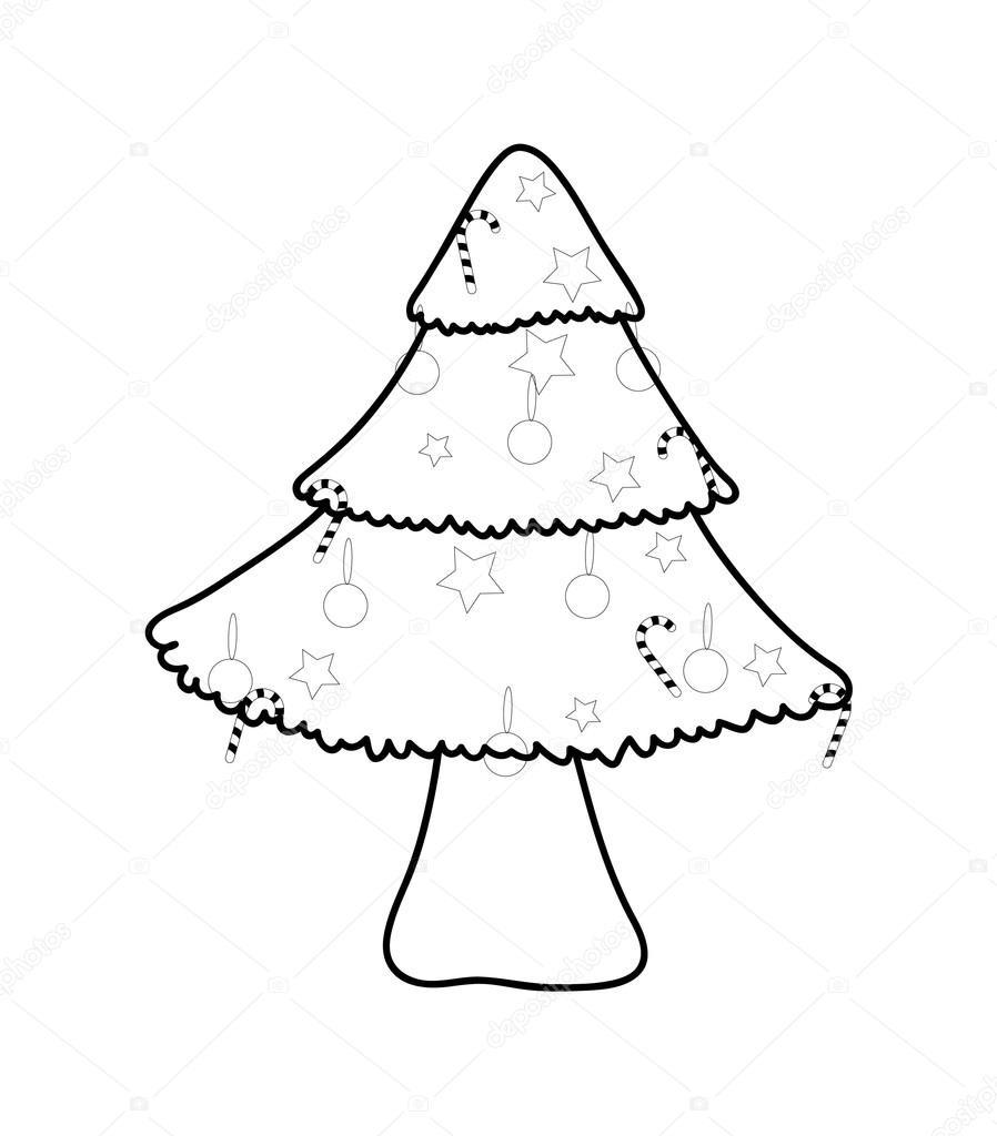 898x1024 Christmas Tree Drawing Art Stock Vector Baavli