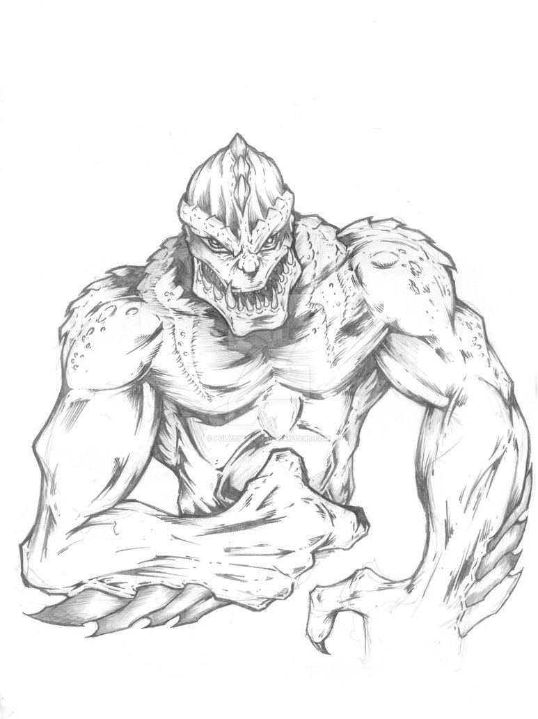 773x1033 Killer Croc Sketch By Polystyrate
