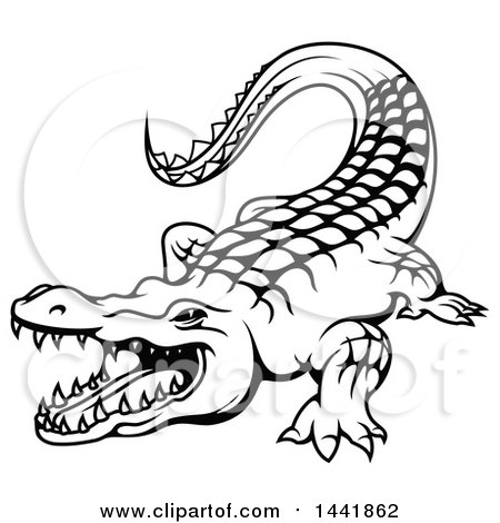 450x470 Clipart Of A Cartoon Tough Angry Crocodile Mascot Head