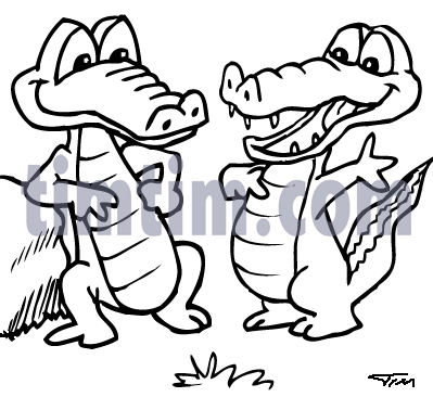 399x366 Free Drawing Of Crocodiles Bw From The Category Reptiles