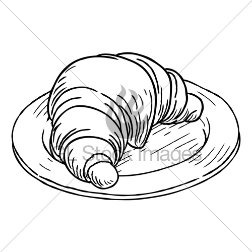 500x500 Croissant Pastry Vintage Retro Woodcut Style Gl Stock Images