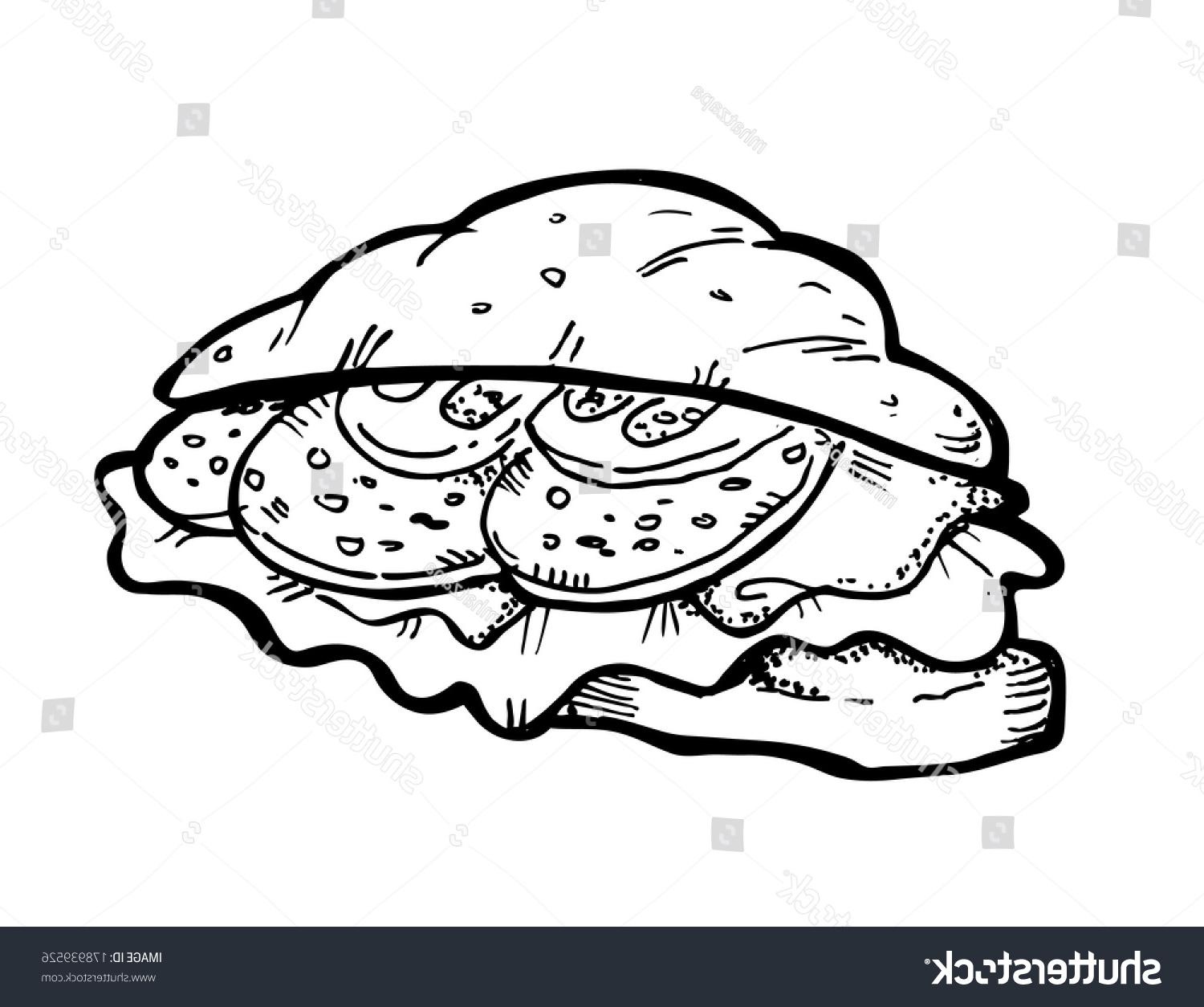 1500x1254 Hd Stock Photo Croissant Sandwich Doodle File Free