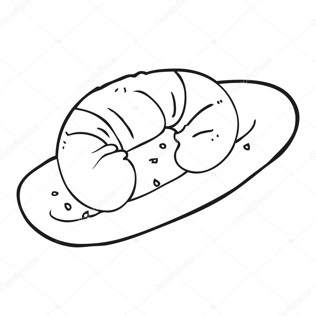 1024x1024 Black And White Cartoon Croissant Stock Vector Lineartestpilot