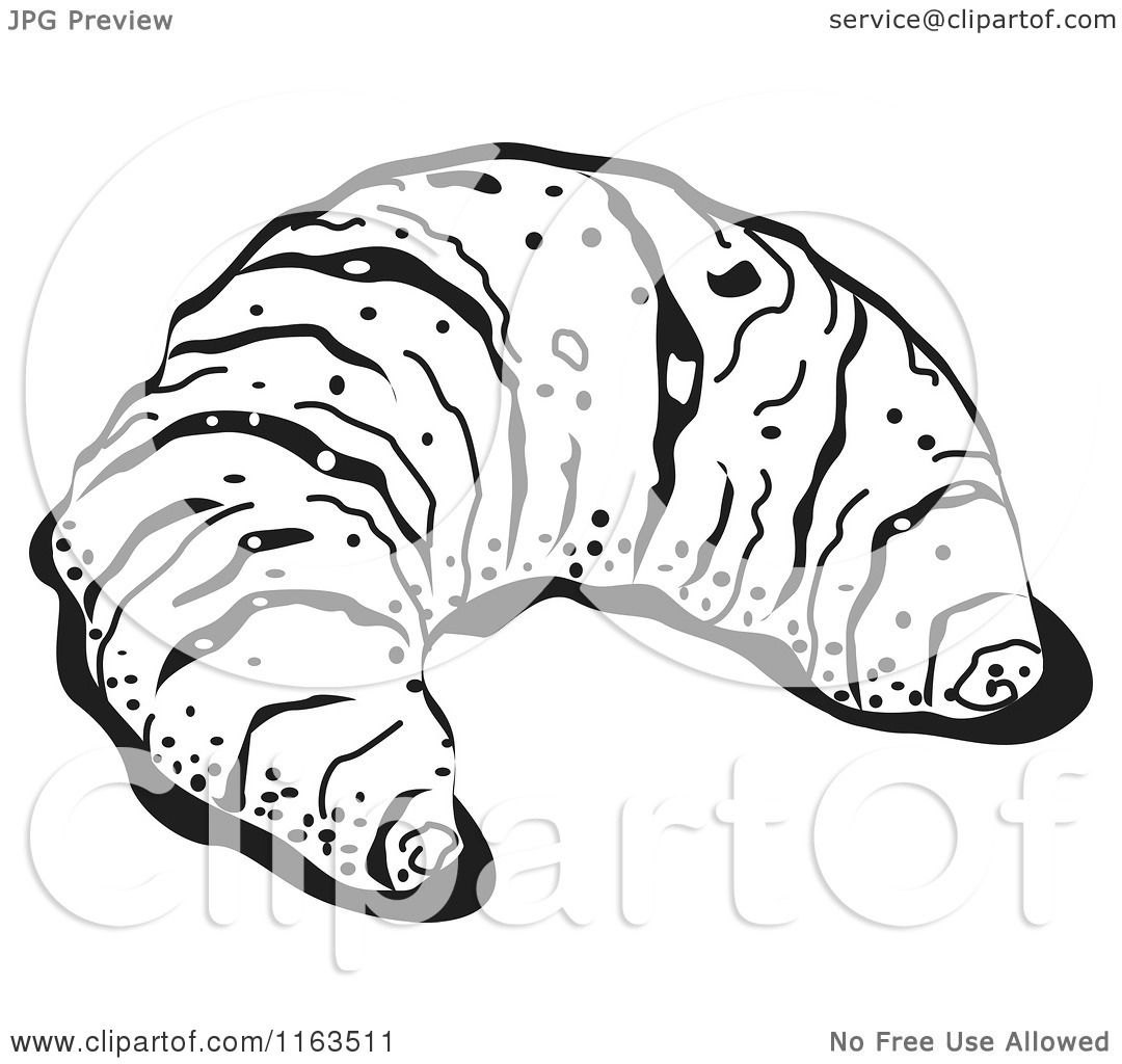 1080x1024 Clipart Of A Black And White Croissant