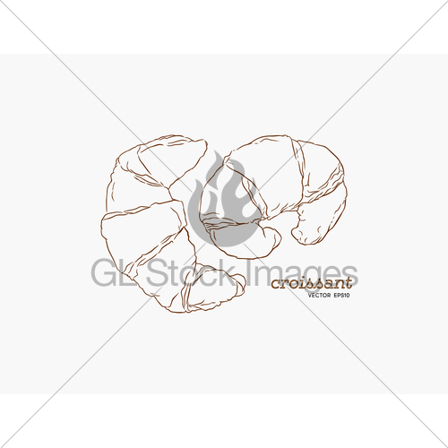 500x500 Croissant Doodle, A Hand Drawn Vector. Gl Stock Images