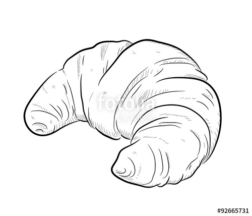 500x428 Croissant Doodle, Hand Drawn Vector Doodle Illustration