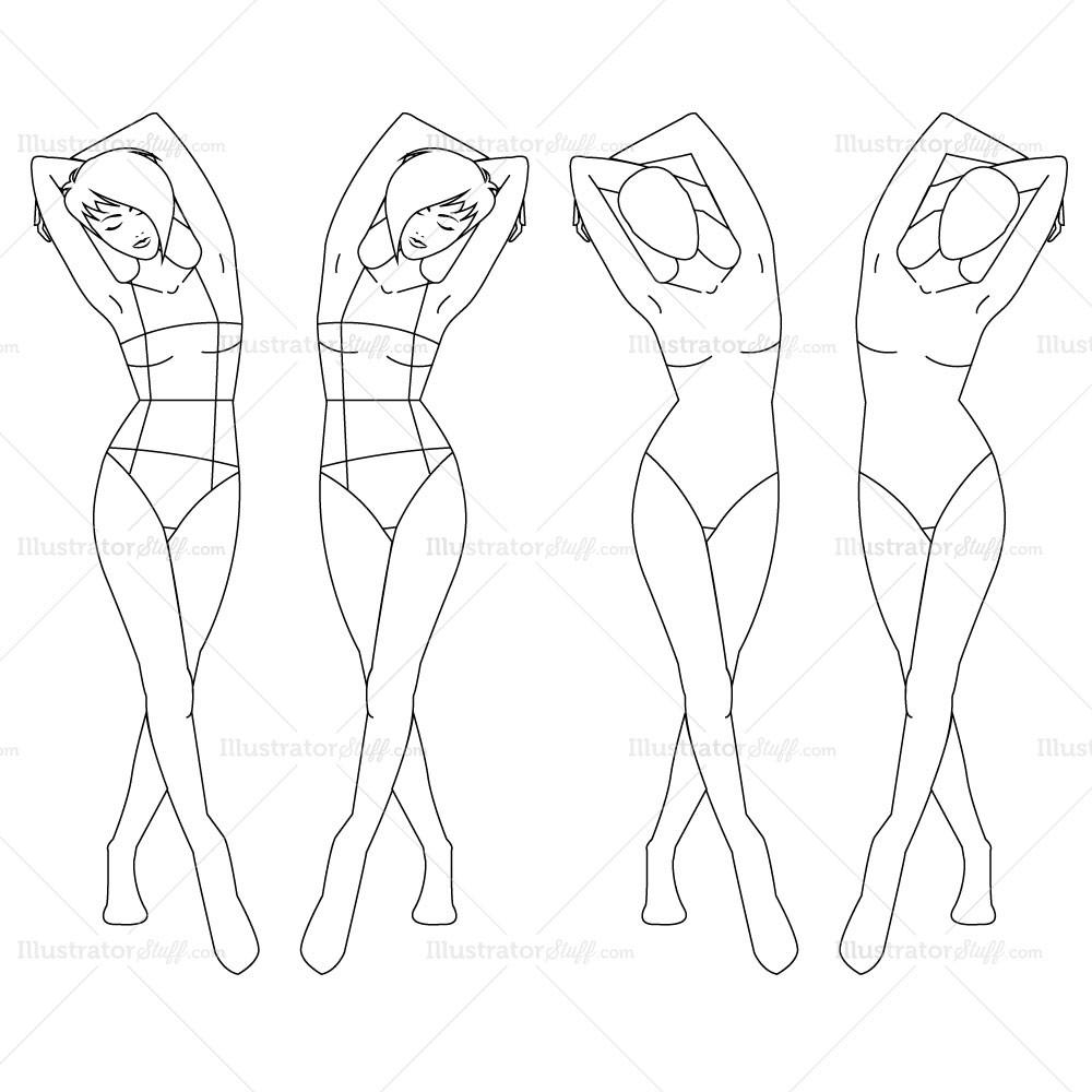 1000x1000 Female Fashion Croquis Template Illustrator Stuff