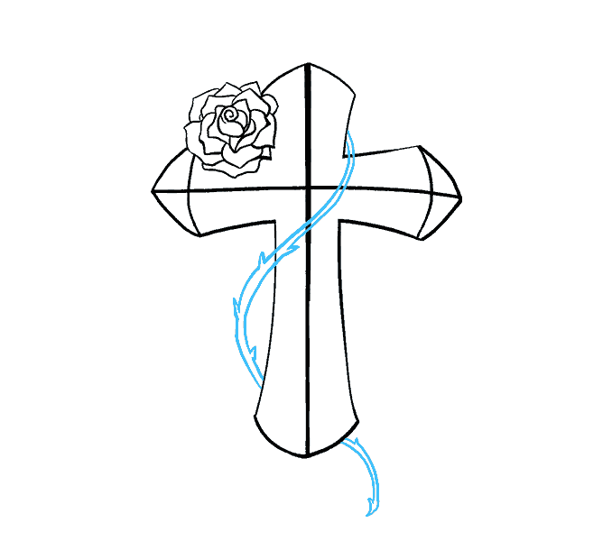678x600 How To Draw A Cross With A Rose In A Few Easy Steps Easy Drawing