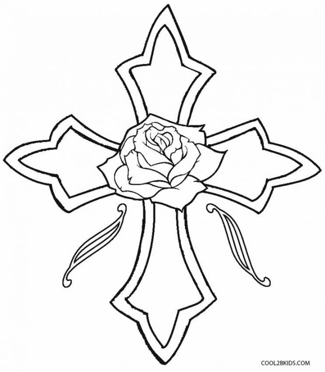 Cross And Rose Drawing at GetDrawings | Free download