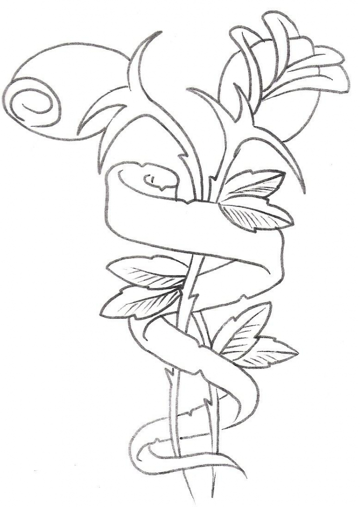 727x1024 Ideas Of Draw A Red Rose Red Rose Cross And Yellow Banner Tattoos