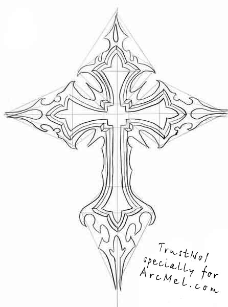 446x600 How To Draw A Cross Step By Step