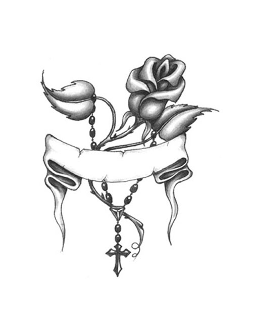 501x649 Rose With Cross Tattoo Free Design Ideas