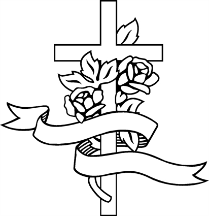 412x425 Drawings Of Crosses With Flowers