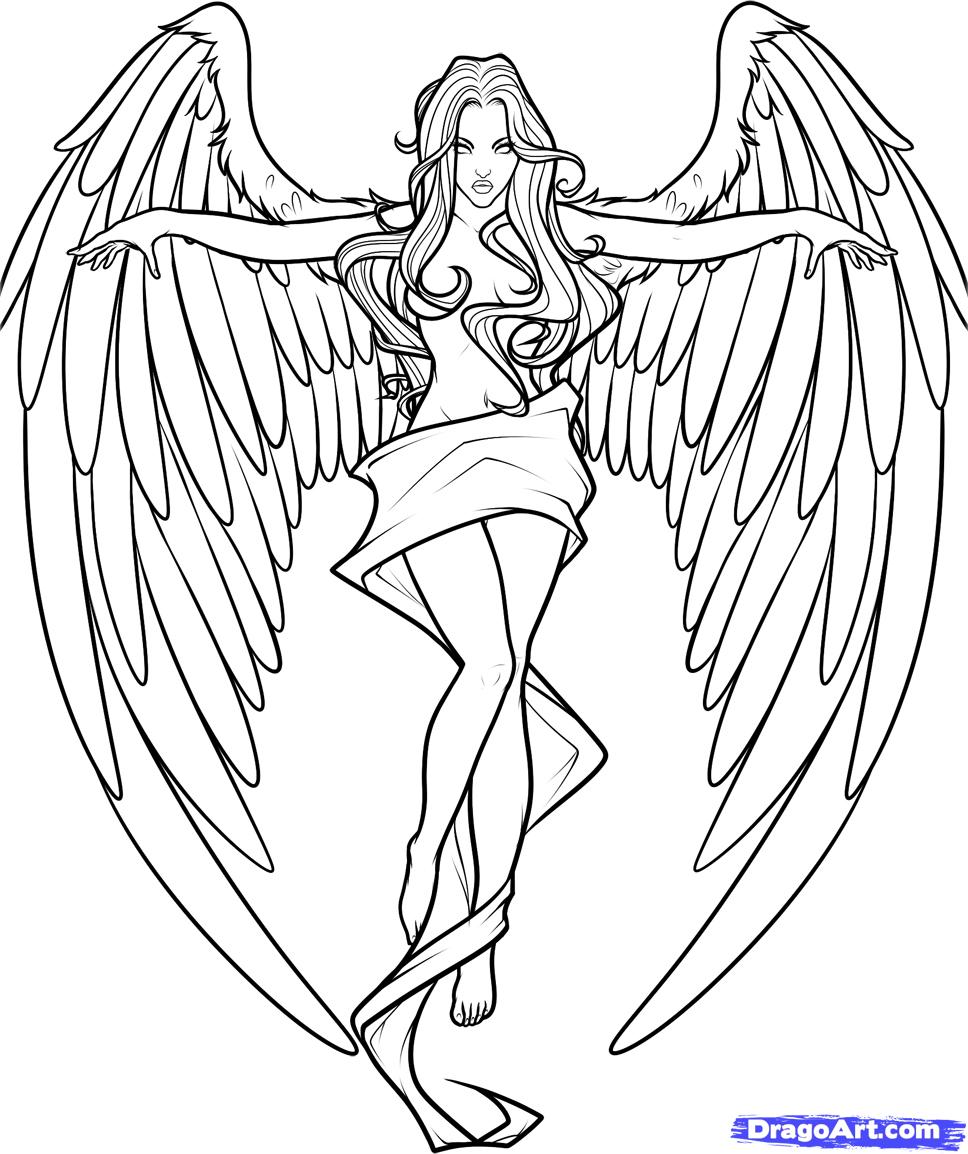 968x1154 Gothic Angel Coloring