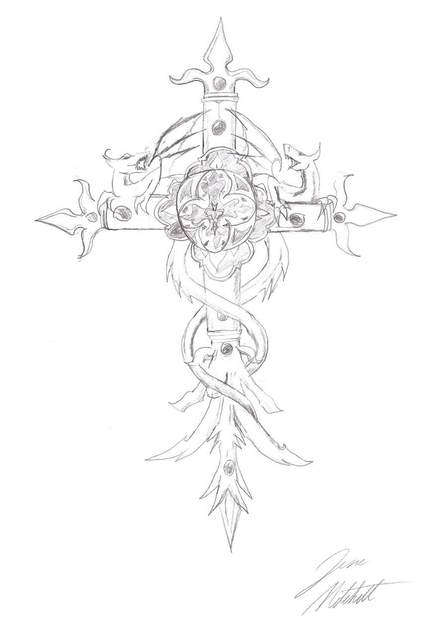 900x1287 Gothic Tattoos ~ Marvelous Cross Design