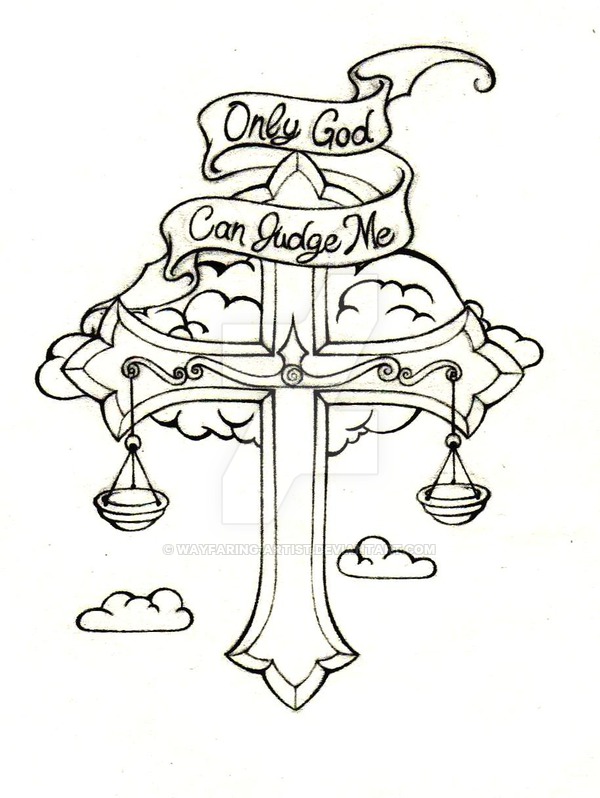 600x798 Cross Tattoo Line By Wayfaring Artist