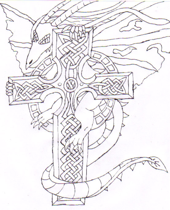 554x686 Dragon A Celtic Cross By Yami Dokuro