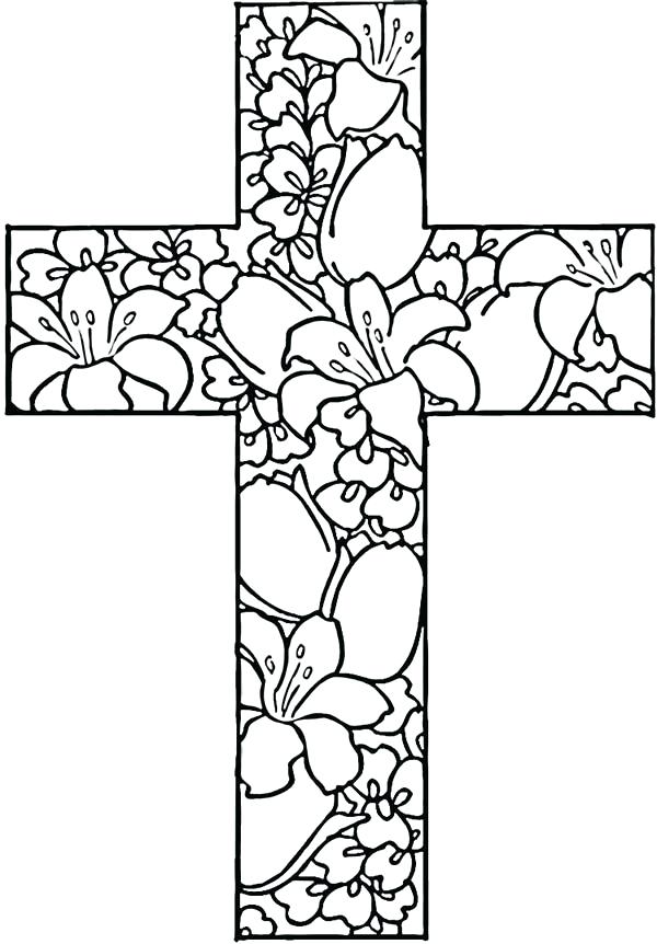 600x862 Excellent Cross Coloring Page 75 In Line Drawings With Cross