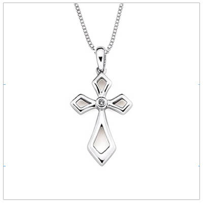 400x400 Diamond Cross Necklace, Children's Cross Necklace