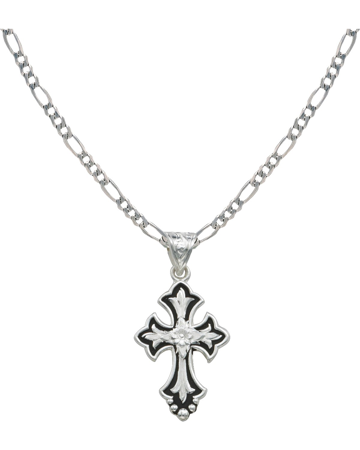 1200x1500 Montana Silversmiths Silver And Black Cross Necklace Boot Barn