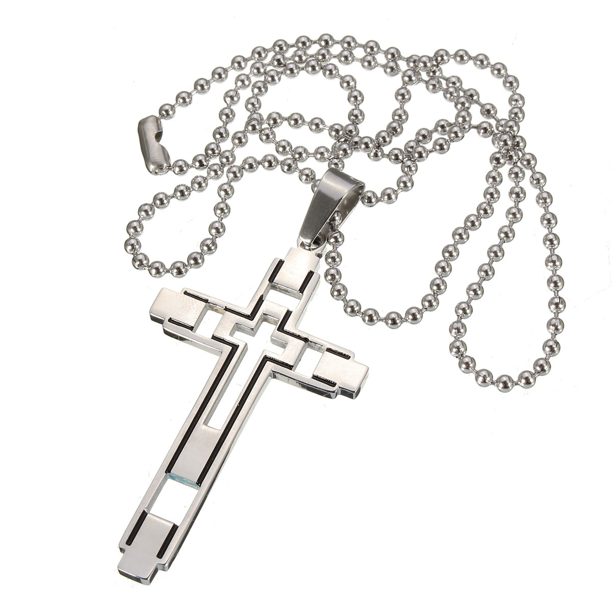 1200x1200 Silver Cross Pendant Chain Unisex Charm Stainless Steel Necklace