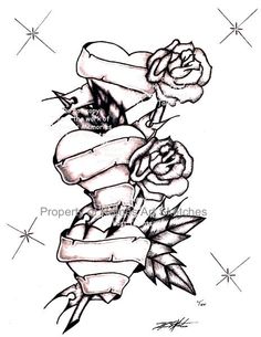 236x305 Pencil Sketches Of Hearts And Roses Group