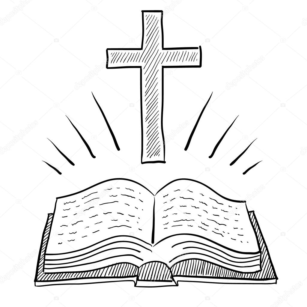 1024x1024 Bible And Cross Sketch Stock Vector Lhfgraphics