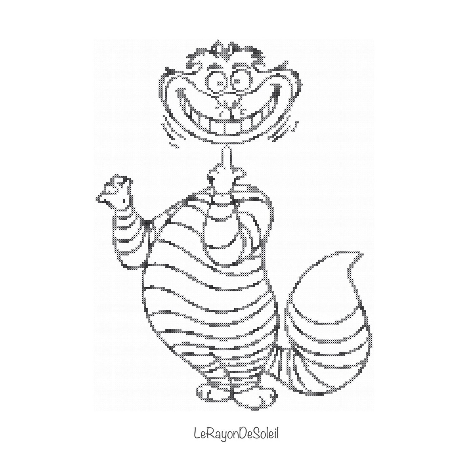 1500x1500 Cross Stitch Pattern Alice In Wonderland Cheshire Crazy Cat
