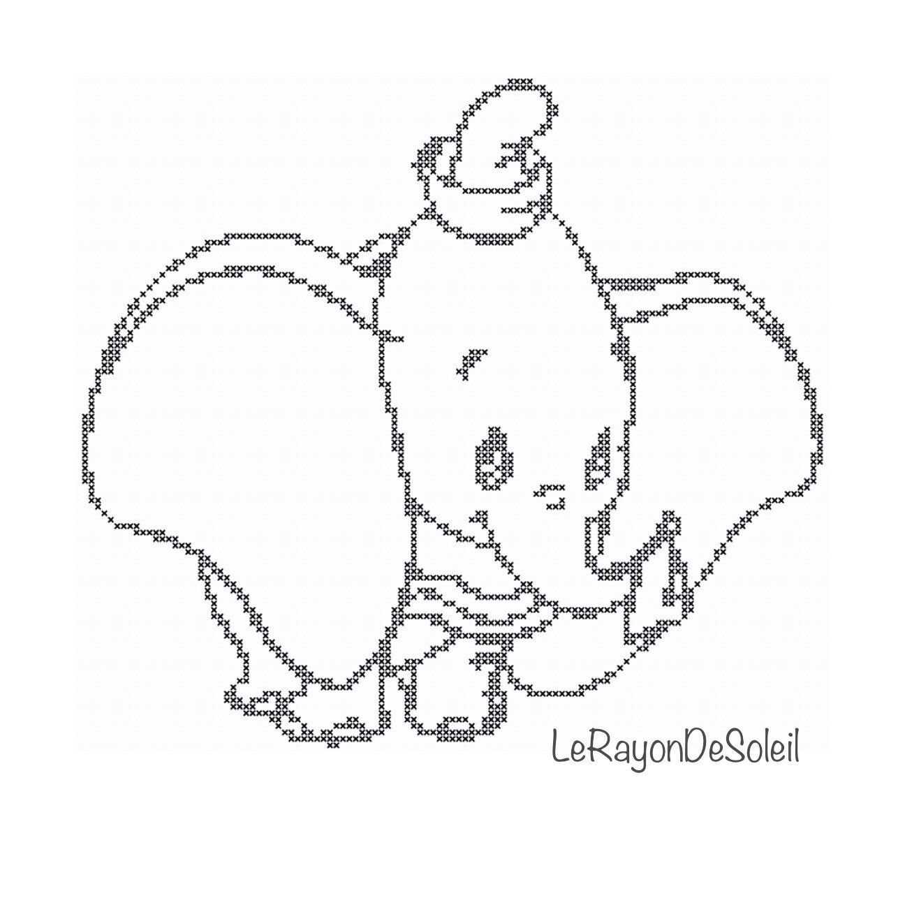 1296x1296 Cross Stitch Pattern Dumbo From Disney Film Little Elephant