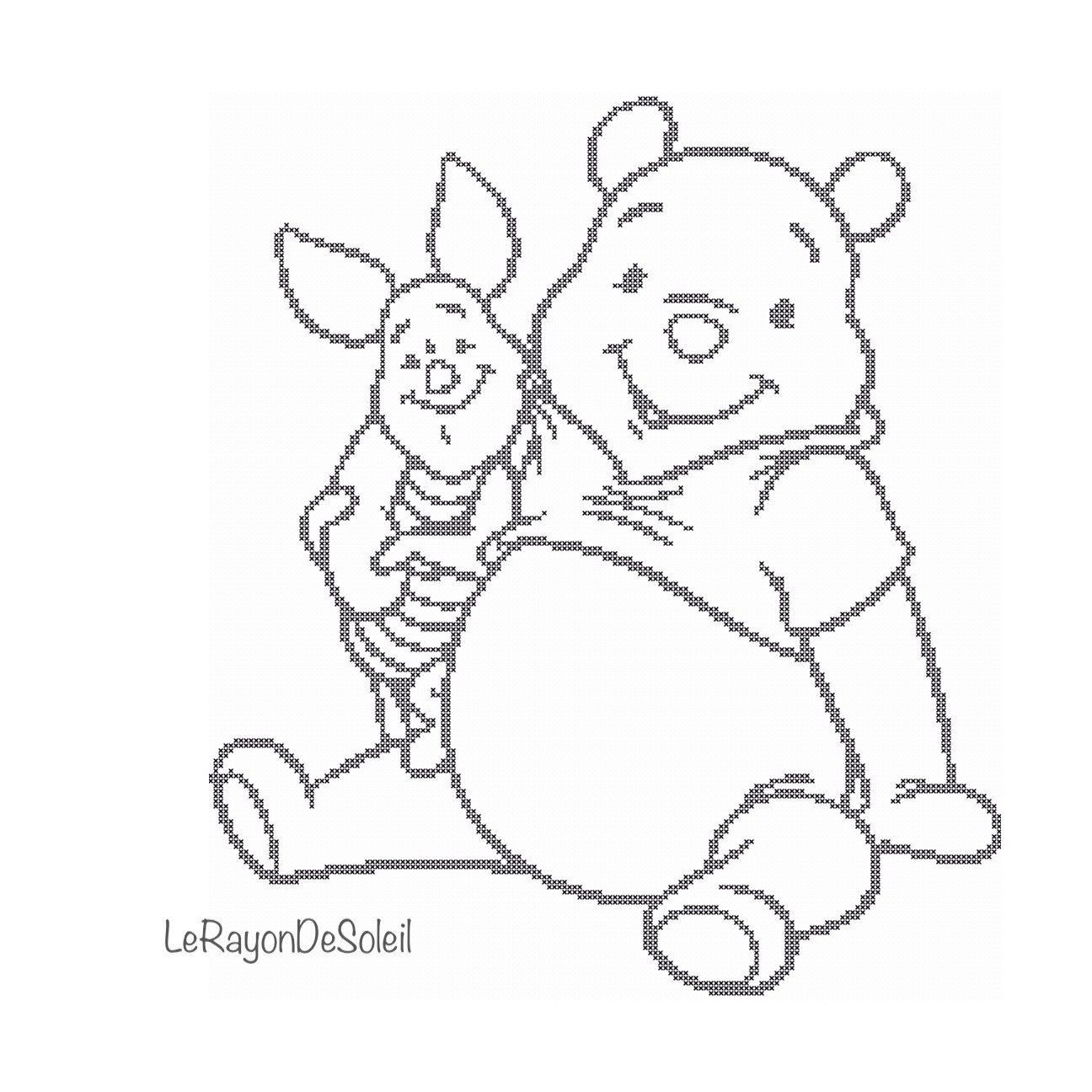 1296x1296 Cross Stitch Pattern Winnie The Pooh And Piglet Disney Decor Baby