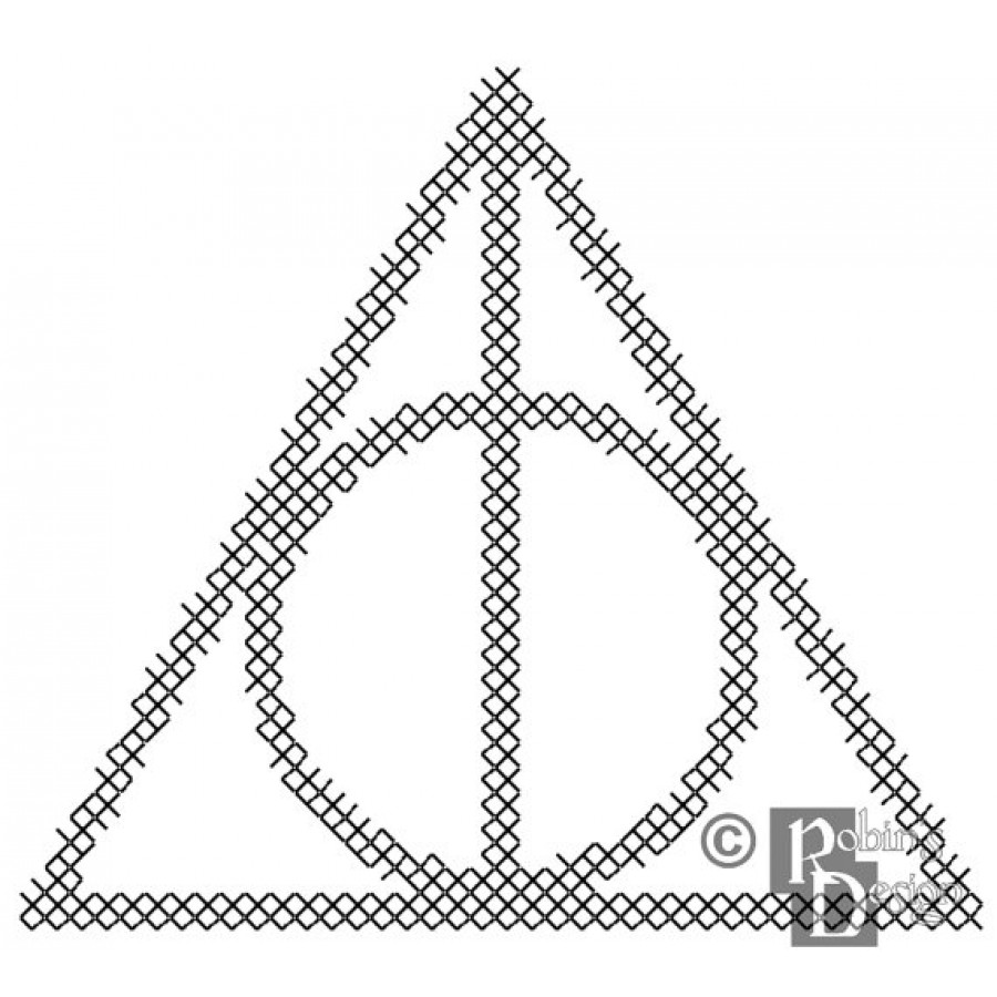 900x900 Deathly Hallows Symbol For Shirt Patch Cross Stitch Pattern Pdf