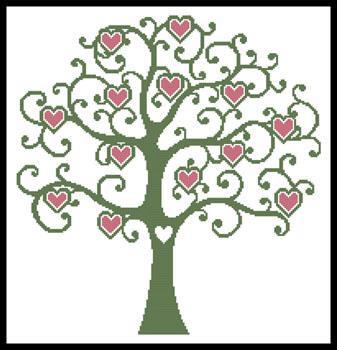 337x350 Heart Tree Cross Stitch Pattern