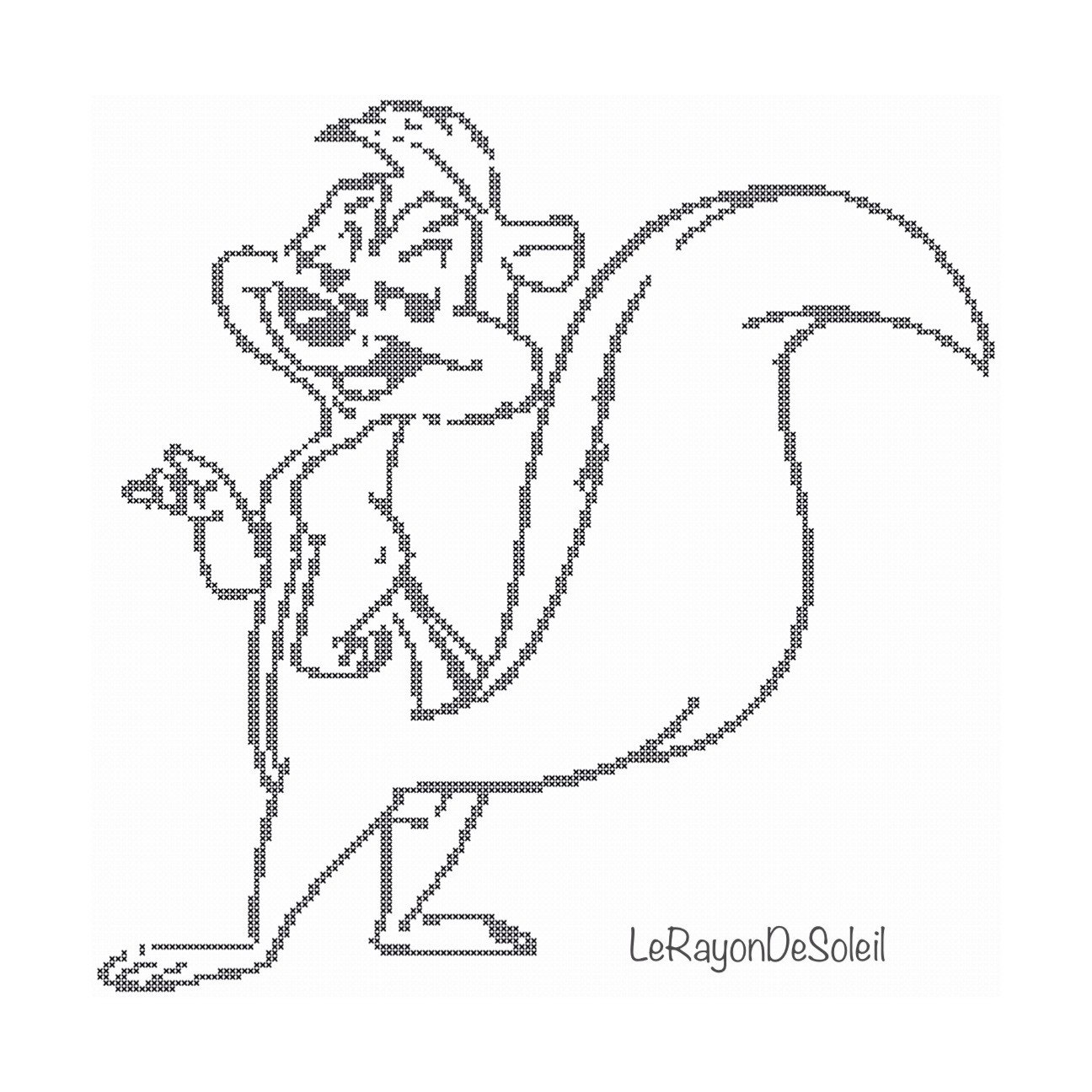 1296x1296 Pepe Le Pew Cross Stitch Pattern Vintage Cartoon Sketch Black