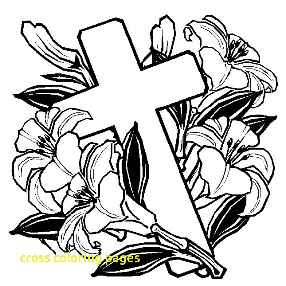 580x580 Cross Coloring Pages With Rose Cross Coloring Page Amp Coloring Book