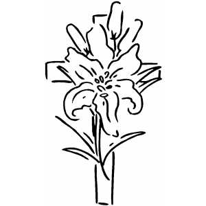 300x300 Cross And Flower Coloring Page