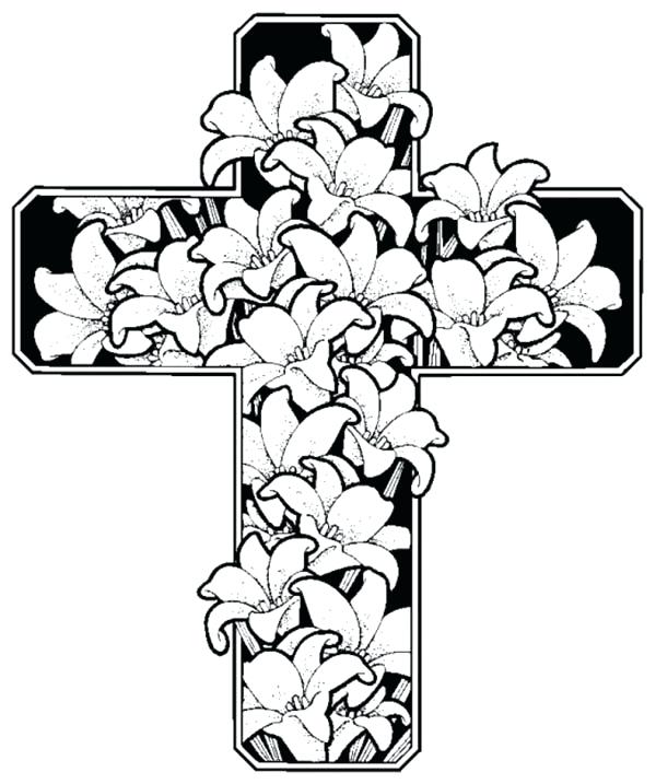 Cross With Flowers Drawing_ at GetDrawings | Free download