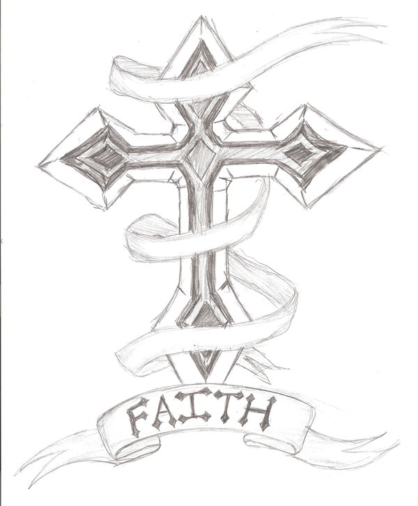 600x726 Cross Outline Tattoo Designs Cross Tattoo Design By ~the Sketch