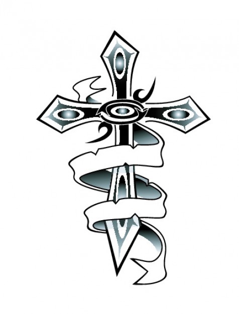 476x626 Cross Surrounded By A Ribbon Vector Free Download