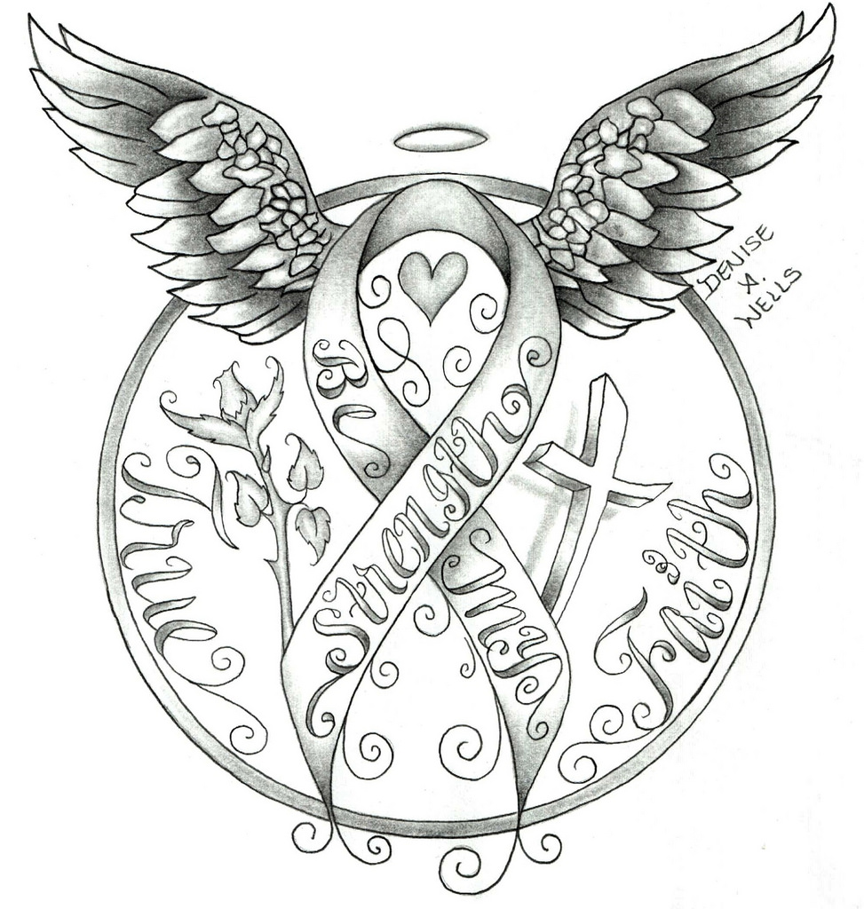 973x1024 Strength Awareness Ribbon Tattoo Design By Denise A.