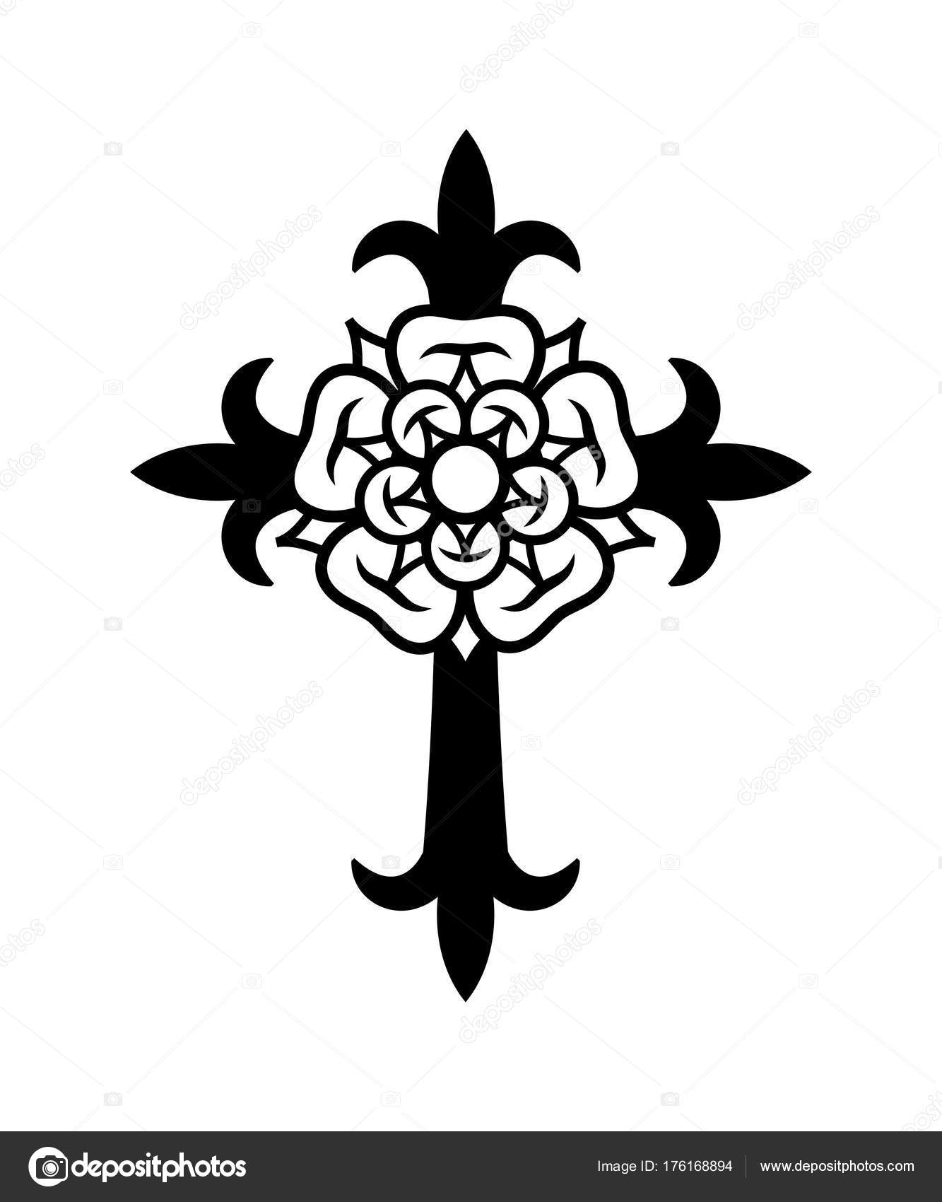 1333x1700 Rosenkreuz (Cross With Rose) Stock Vector Photon