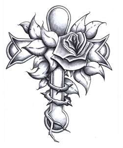 Cross With Rose Drawing at GetDrawings | Free download